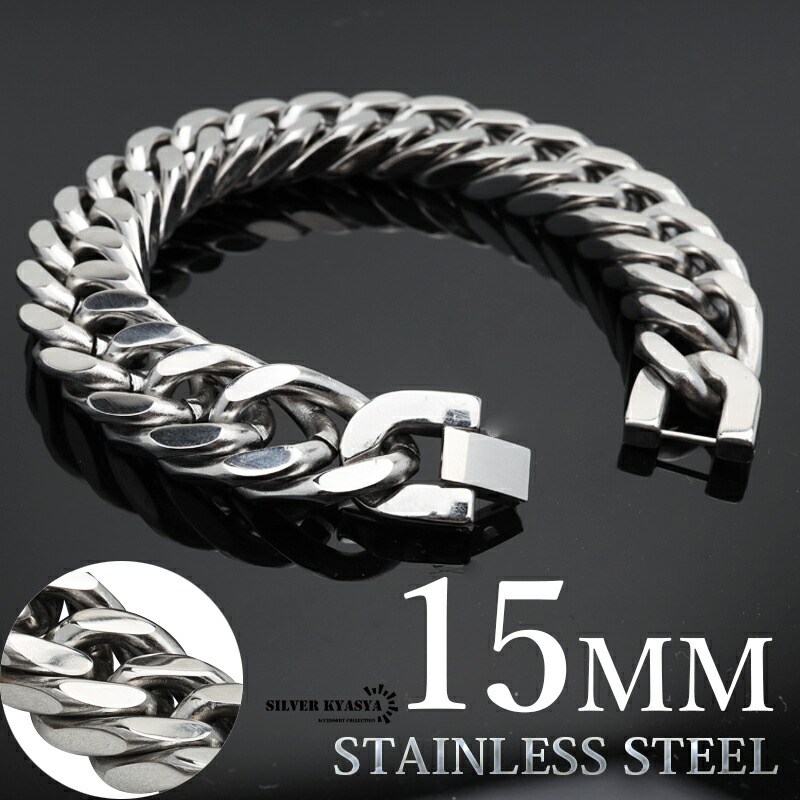 楽天市場】15mm 太め 4面カット ダブル喜平ブレスレット マイアミ