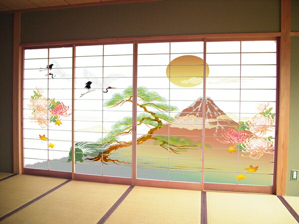 楽天市場】デザイン障子紙 鶴亀富士 （しょうじ紙/カラー/豪華/柄/幸運