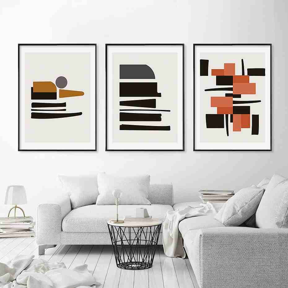 楽天市場】アートポスターフレーム付・北欧 幾何学抽象画シリーズ 3枚