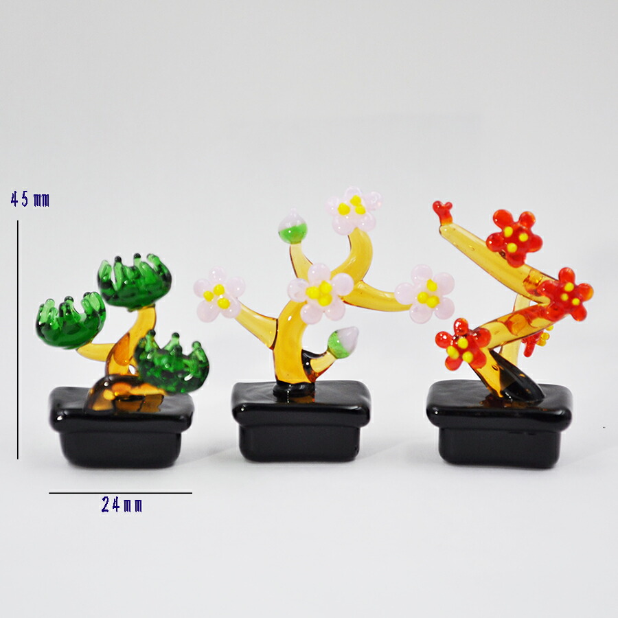 楽天市場】ガラス雑貨 ミニチュア 手作り インテリア プチ盆栽 松 梅