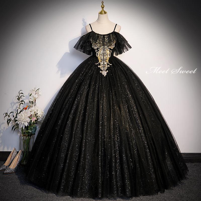 楽天市場】カラードレス 編み上げ ブラック 刺繍 黒 ステージドレス