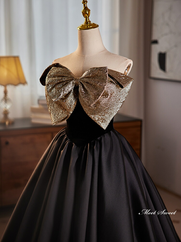 楽天市場】カラードレス プリンセスドレス ブラック オフショルダー