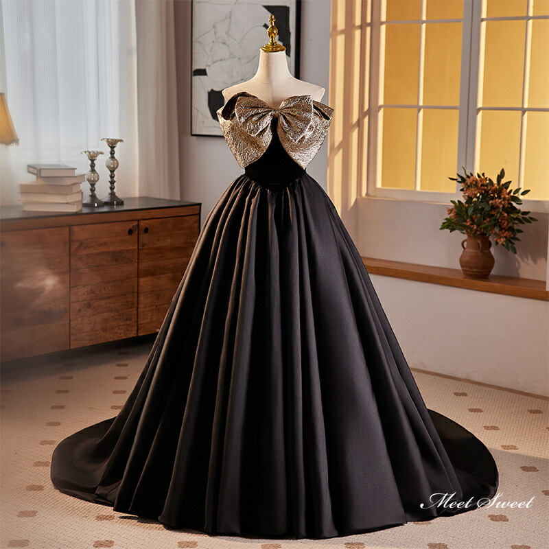 楽天市場】カラードレス プリンセスドレス ブラック オフショルダー