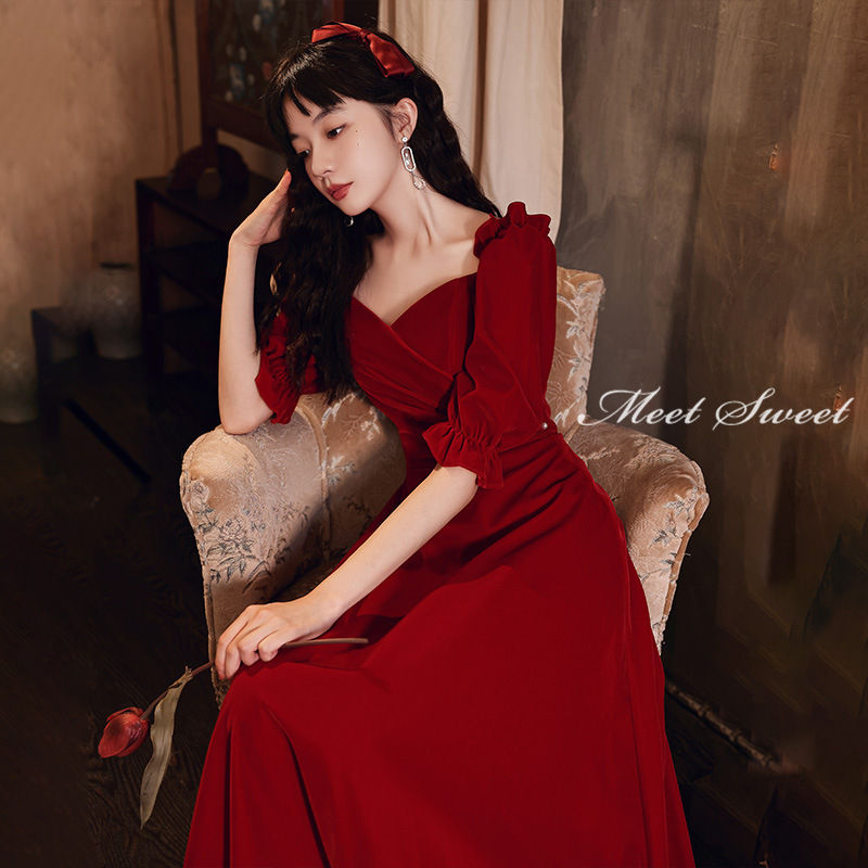 結婚式二次会パーティドレス バーガンディ ワインレッド オケージョン