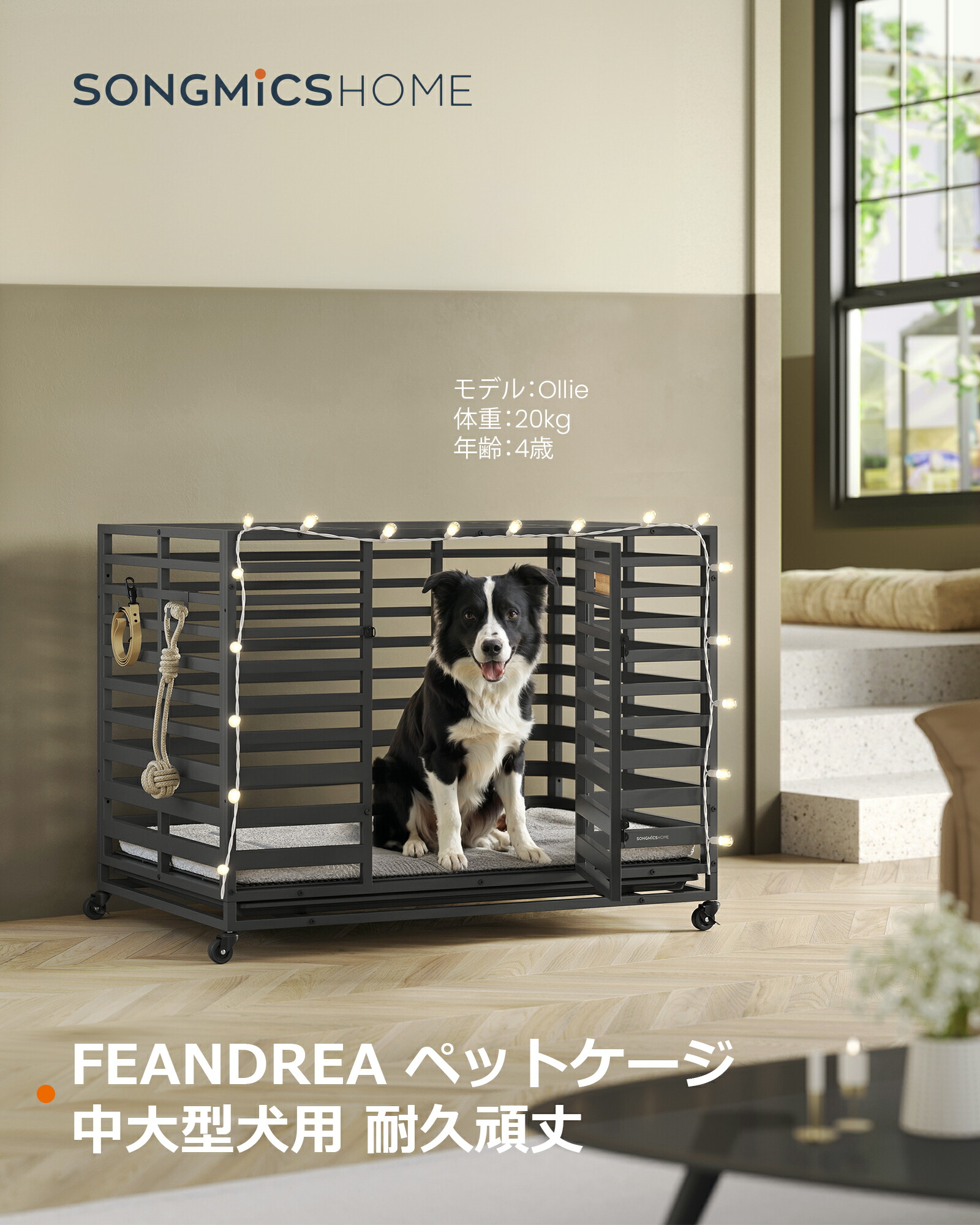楽天市場】【P10☆ 2/4-10限定!!】SONGMICS HOME 犬ケージ 中型犬 大型