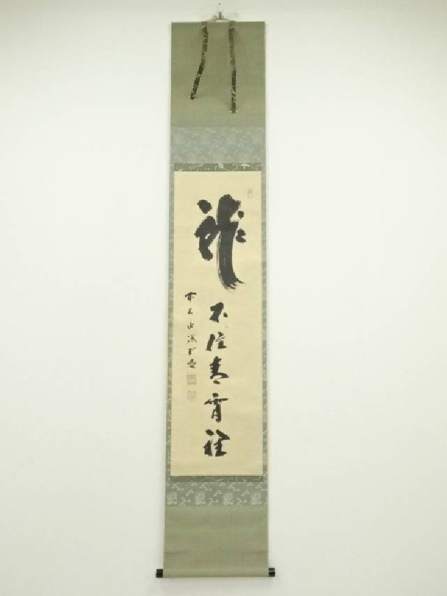 3962 戸上明堂 「掬菊東籬下」 共箱 肉筆 紙本 書 掛軸 大徳寺