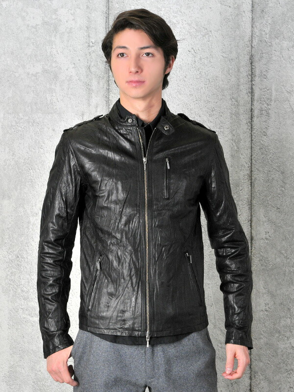 楽天市場】レザージャケット メンズ 本革 ラムレザー 羊革 ブラック 黒
