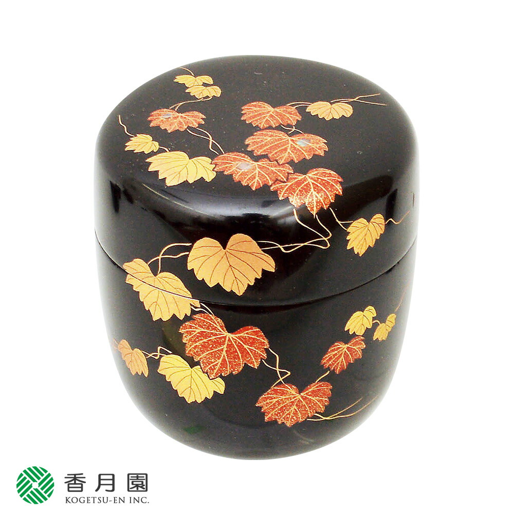 専用品 茶道具 中出松峰 欅拭漆 蔦蒔絵 中棗 共箱 木製 漆芸【MA907