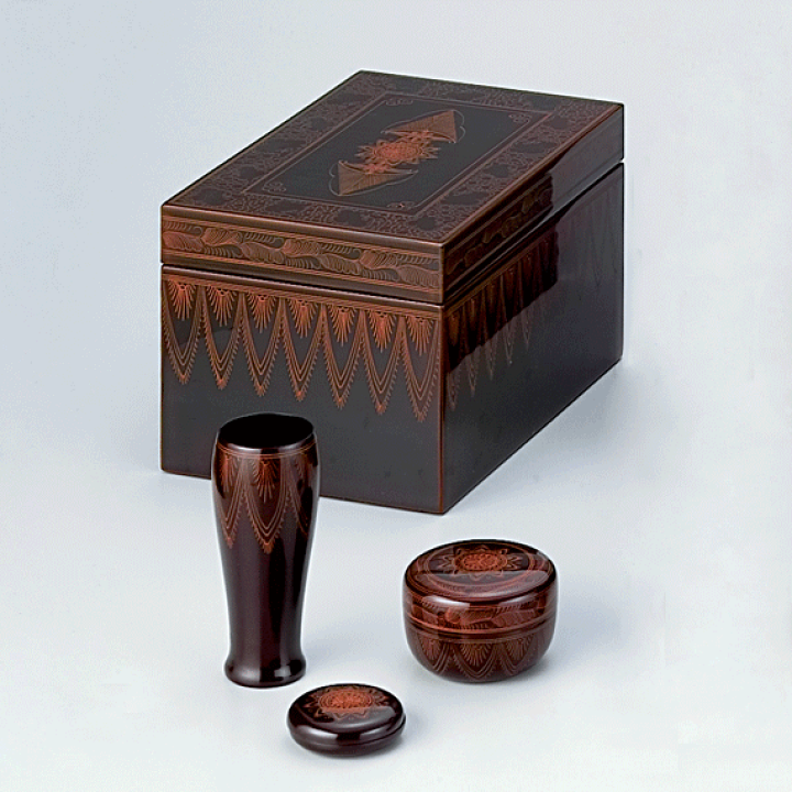 楽天市場】【茶道具 / 茶箱】利休茶箱 キンマ彫 宗悦作（化粧箱）(3点