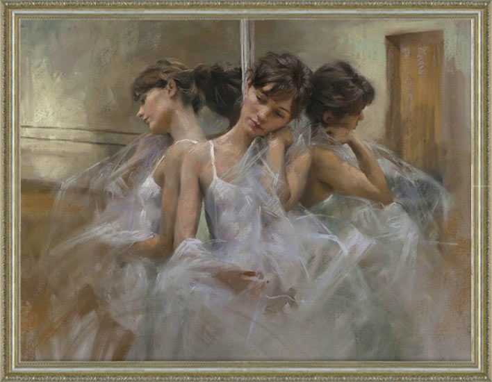 油絵 絵画 インテリア 額付き( 黒 ) F6-42023 人物 女性像 油絵 絵画