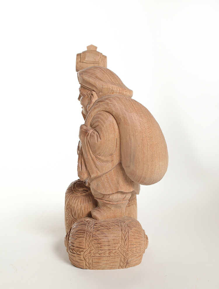 木彫り 大黒様 一刀彫 手彫り 細密 欅 置物 時代物 総重量4.8㎏ 送料