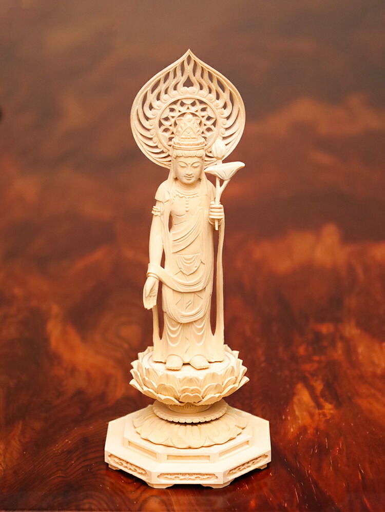 楽天市場】【総高21cm】観音菩薩 木彫り 仏像仕様：無垢 / 素材：柘植