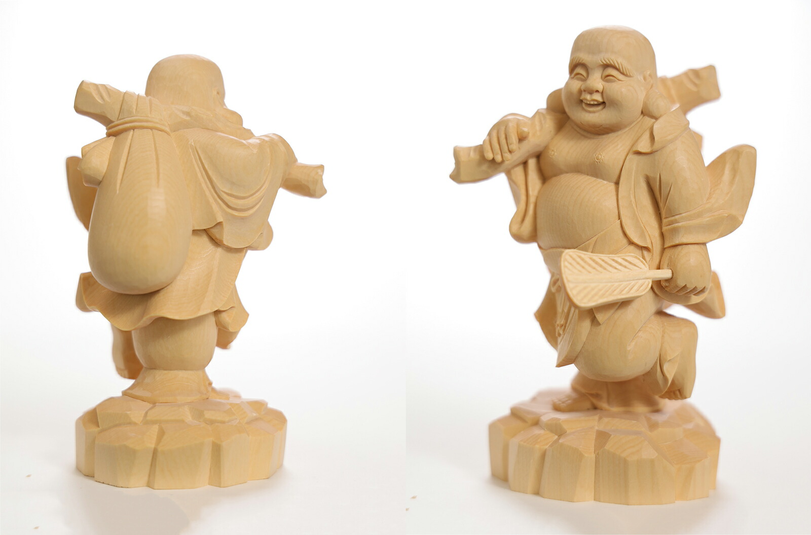 特大 木彫 寿老人 七福神 無垢材 一刀彫 置物 90cm 特大 木彫 寿老人