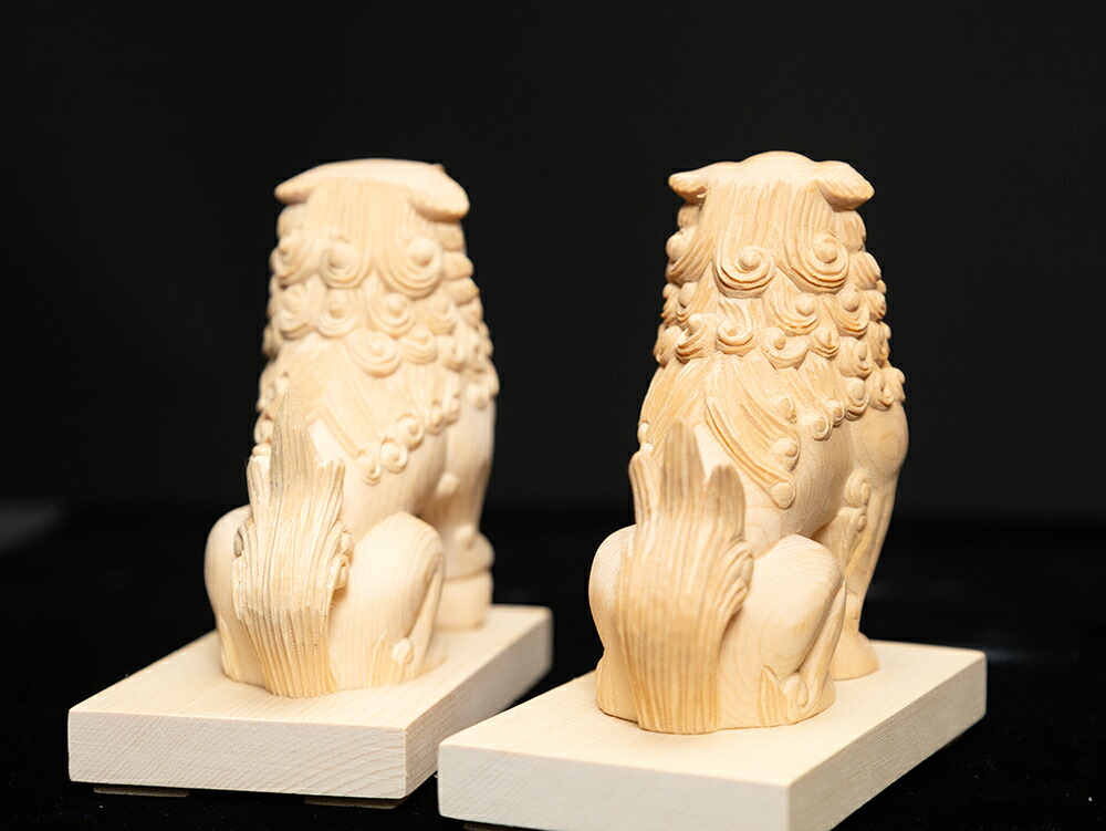 楽天市場】【総高10cm】狛犬・獅子 木彫り 仏像 一刀彫 / 素材：桧