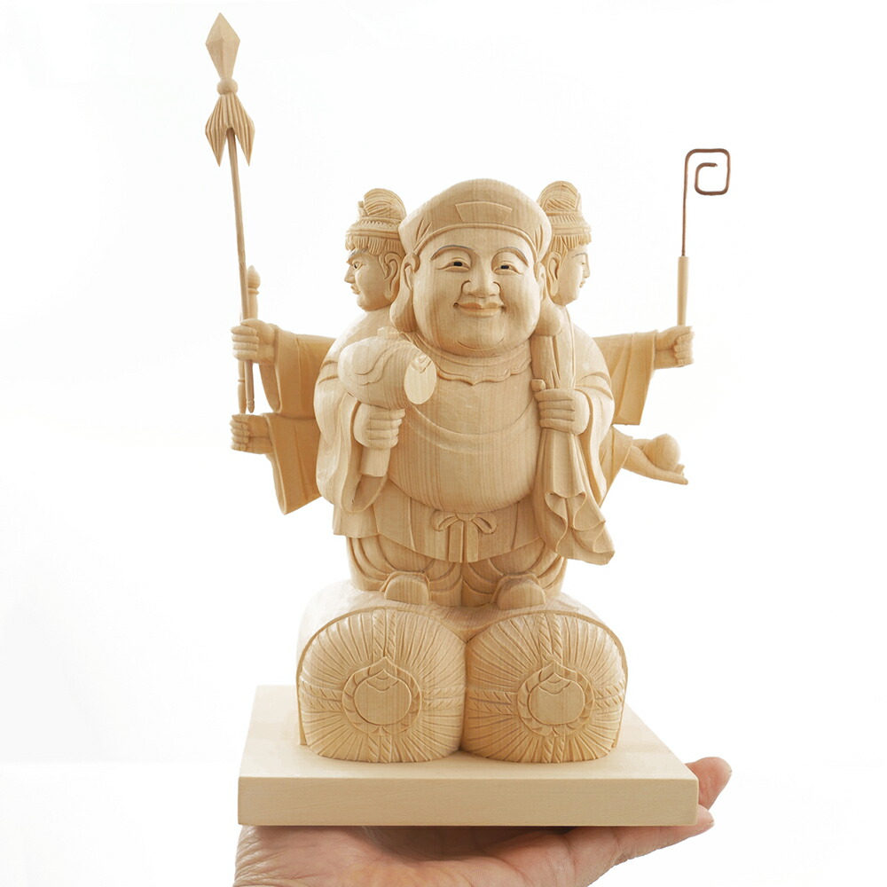 楽天市場】三面大黒天 木彫り 仏像 置物仕様：無垢 / 素材：桧 : 津山
