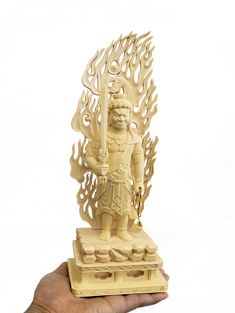 修縁堂】【大型】極上彫 高61cm 不動明王 精密彫刻 仏教工芸品 木彫
