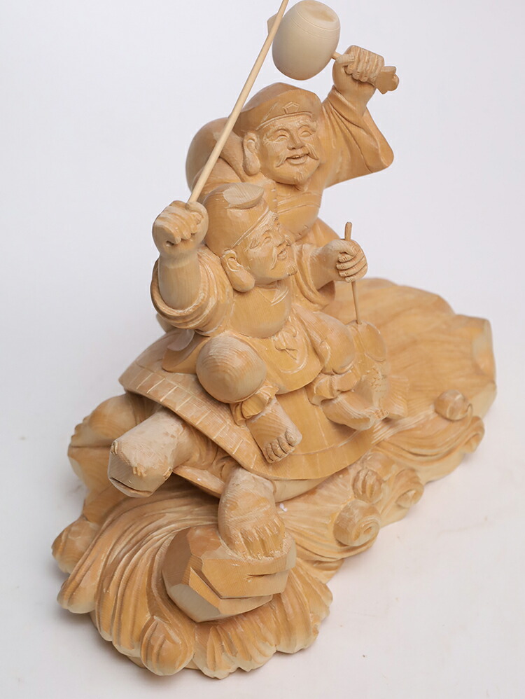 楽天市場】恵比寿大黒 木彫り 置物 一刀彫 / 材料：桧（えべっさん