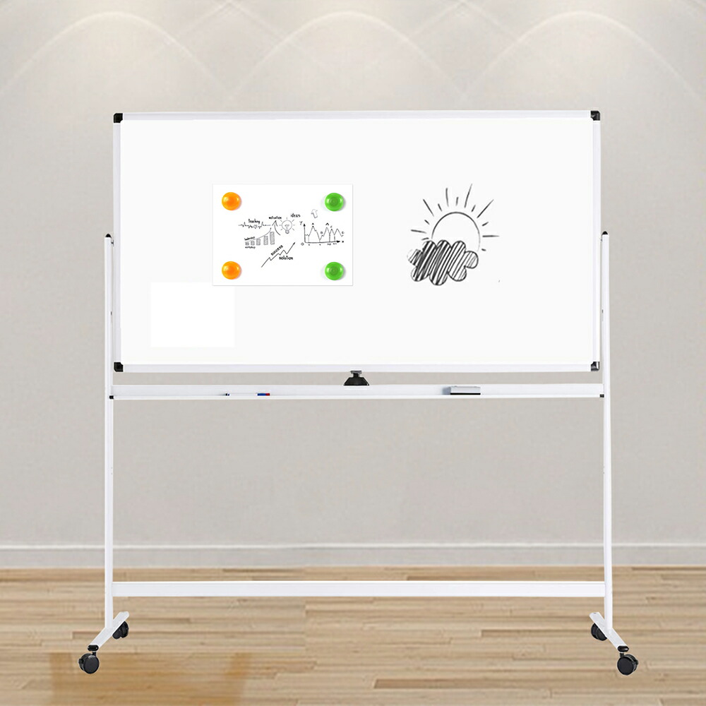 楽天市場】ホワイトボード 脚付き 1800×900mm 回転式 両面 マグネット