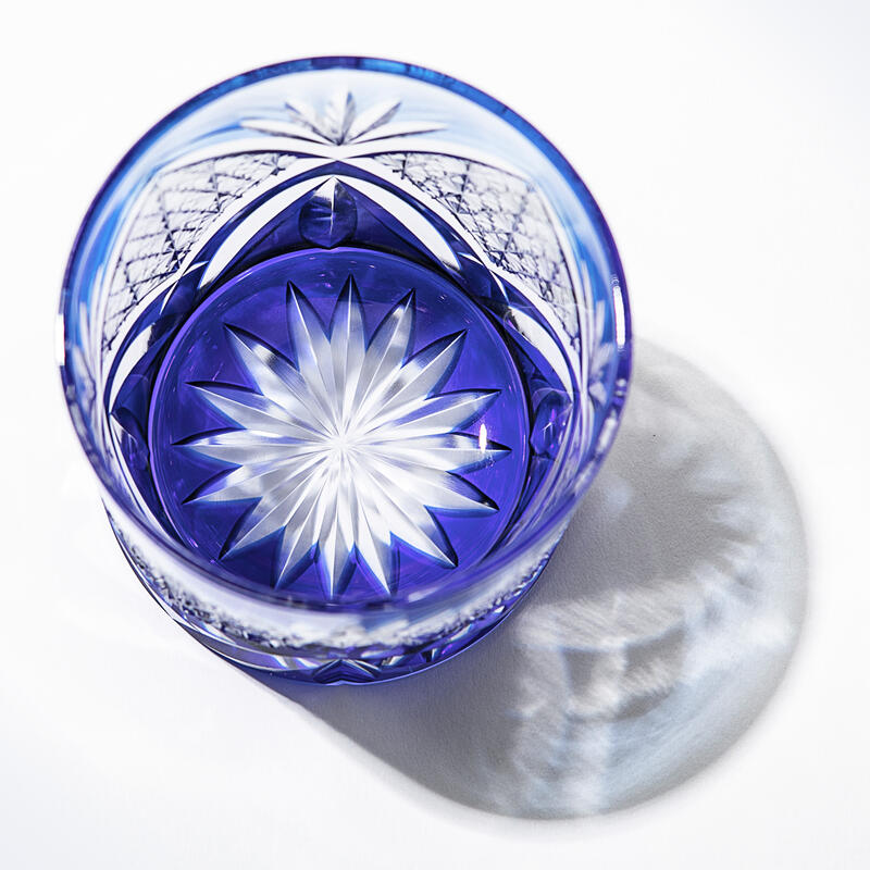 超希少品☆江戸切子 木村泰典 ロックグラス 瑠璃色（切子 江戸切子