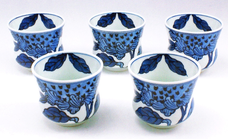 楽天市場】【有田焼】【源右衛門窯】 染付向日葵湯呑 5ヶ揃【源右衛門