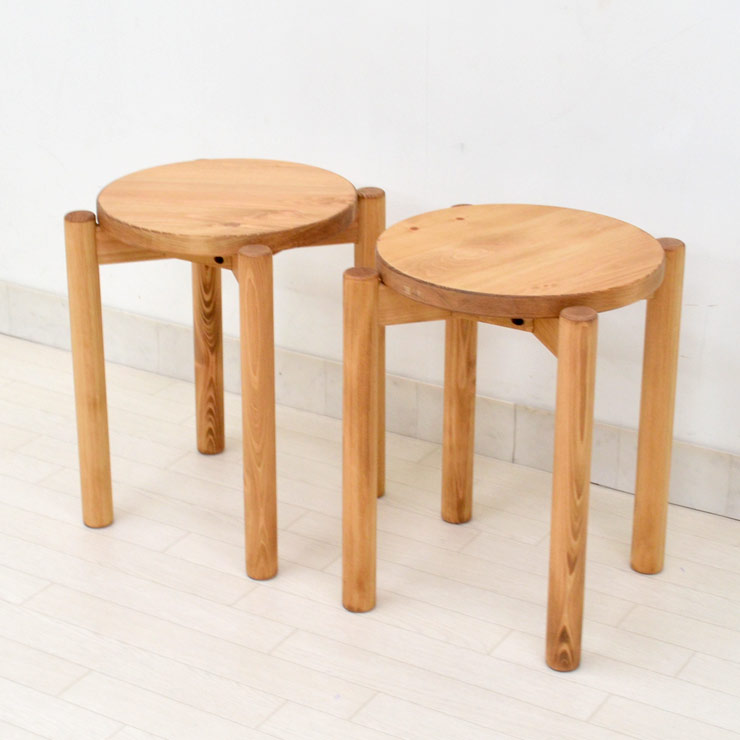 楽天市場】受注生産品 スタッキングスツール 2脚入り 極太脚 hinoki
