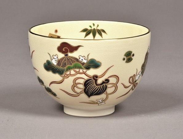 茶道具 清閑寺窯 杉田祥平造 瀧浪茶入 仕覆付 共箱 瀧浪茶入 V 9042