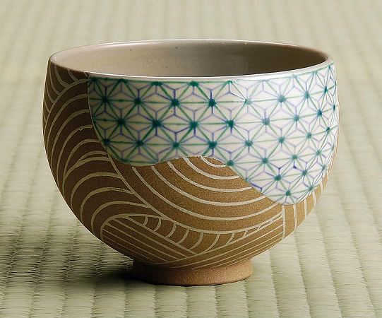 楽天市場】茶道具・茶器 抹茶茶碗色絵 麻葉文京都 通次阿山作桐共箱