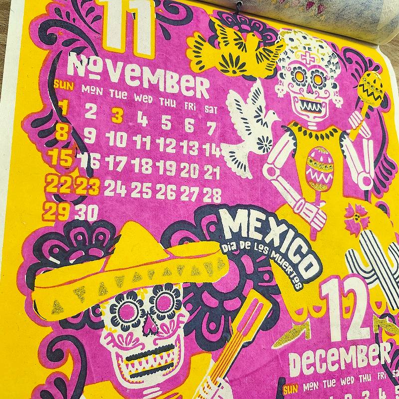 楽天市場】カレンダー 2026 A3 骸骨 46 インテリア メキシカン 壁掛け