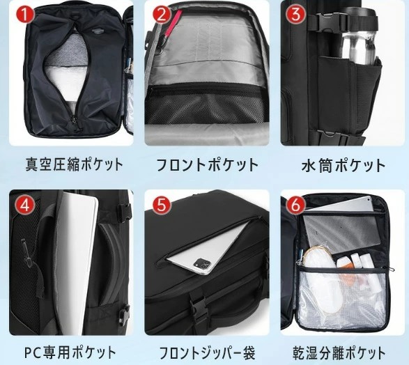 楽天市場】真空圧縮 リュック ポンプ付き エア真空 バックパック