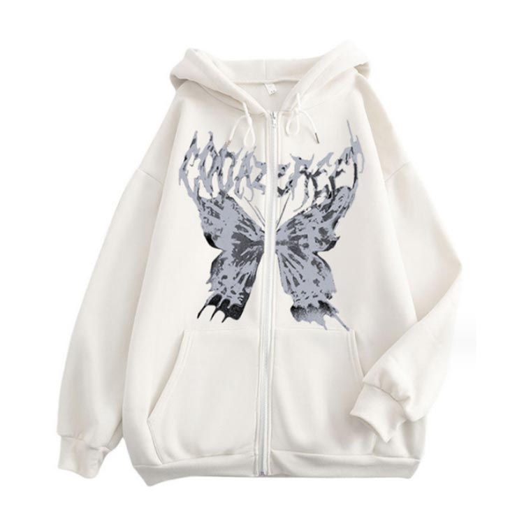 楽天市場】ジップアップパーカー 蝶柄 スウェット パーカー 薄手