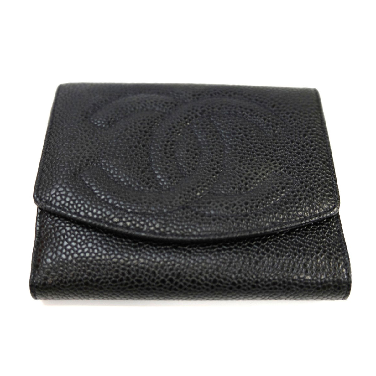 シャネル(CHANEL) キャビアスキン(Caviarskin) メンズ二つ折り財布