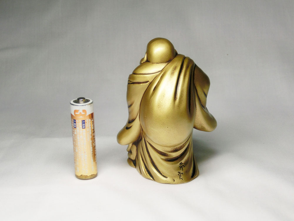 楽天市場】古美金調 布袋 像(金属製) 石板台座 付 ＜ 仏像 開運縁起物