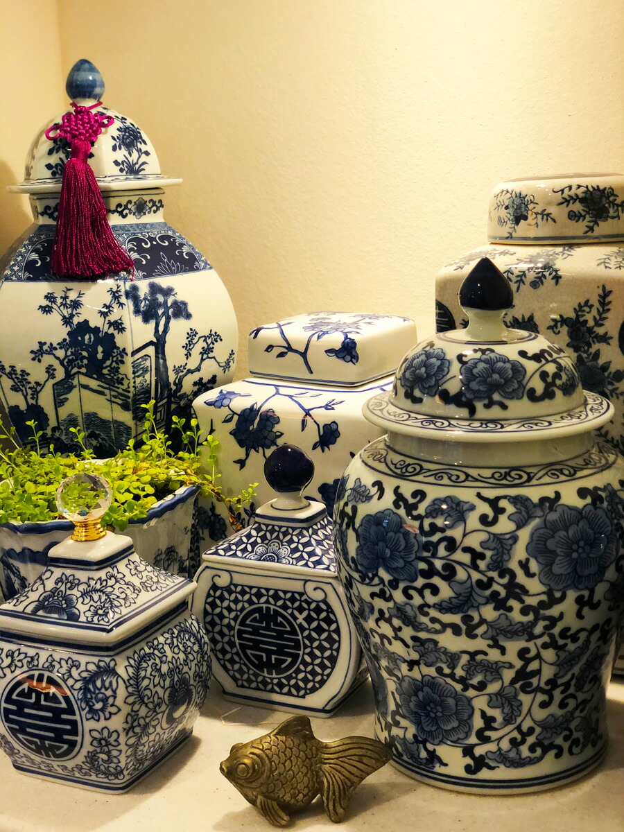 楽天市場】【送料無料】シノワズリ クリスタル 飾り壺 寿紋 囍 ダブル