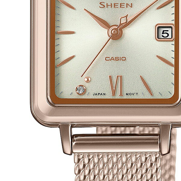 美品】CASIO SHEEN スクエア時計 金属メッシュベルト 美品】CASIO