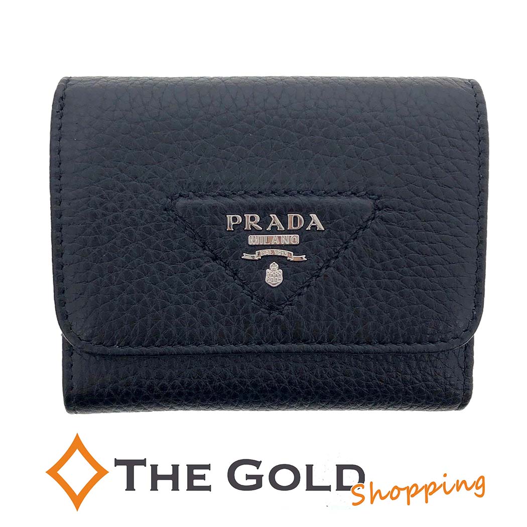 PRADA プラダ 3つ折り財布 コンパクト ブラック