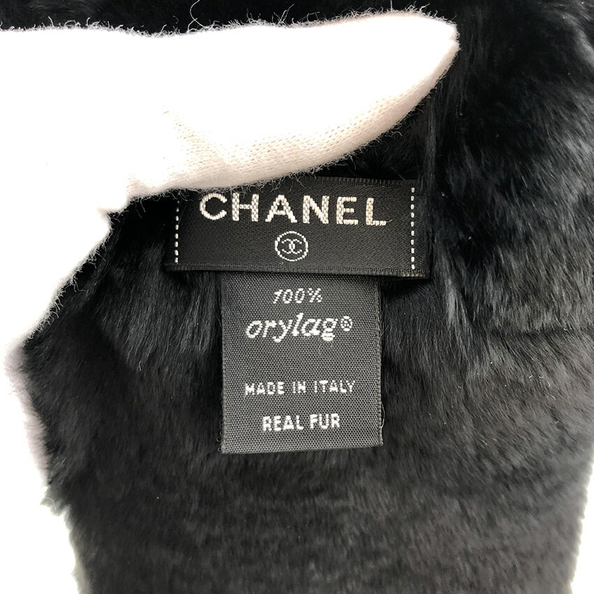 楽天市場】シャネル マフラー オリラグ ファー ブラック マトラッセ