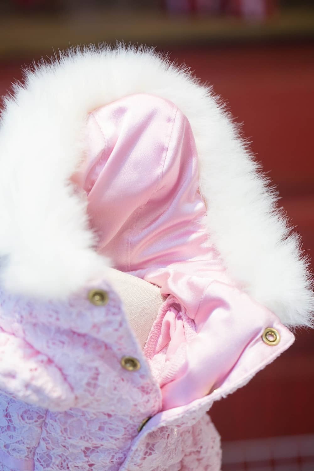 値下新品タグBUL BU-BU ブルブブ ベビーピンク レース ファー XS 新品