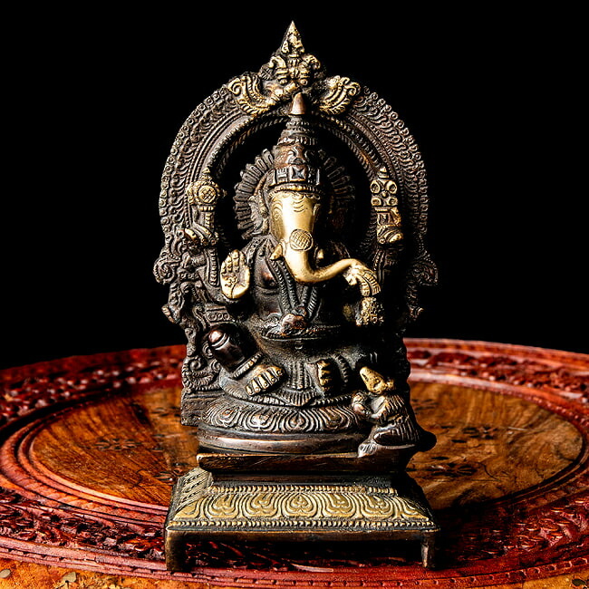 ガネーシャ 坐像 重厚なブラス製 高さ18.5cm程度 / ガナパティ