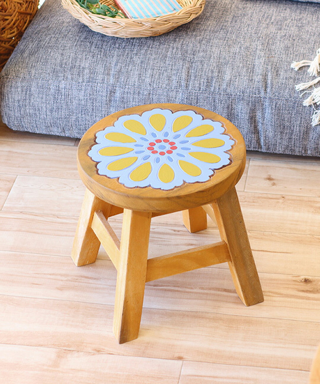 桜餅様 R631 アンティーク ダイニング椅子、花柄、1脚、幅52cm Used