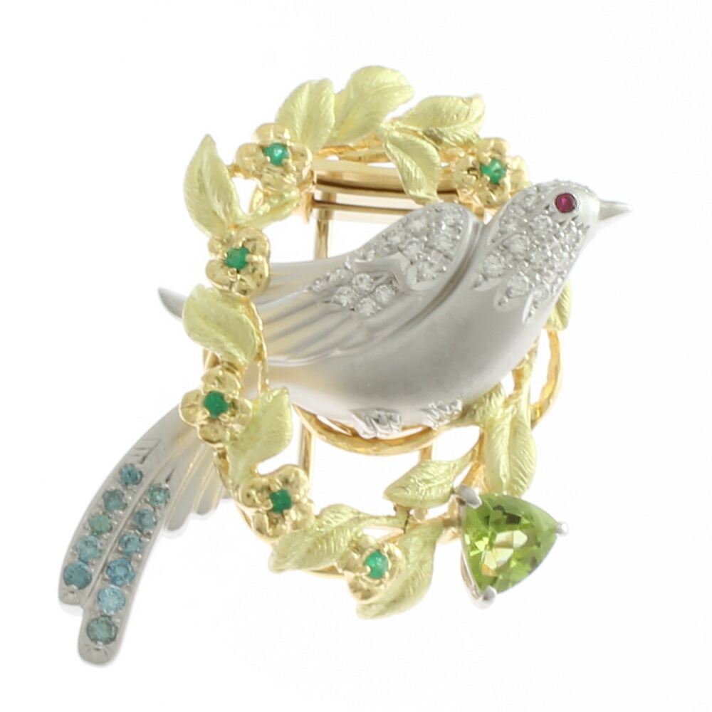 梶光夫先生作750ワニモチーフのダイヤモンドピンブローチ