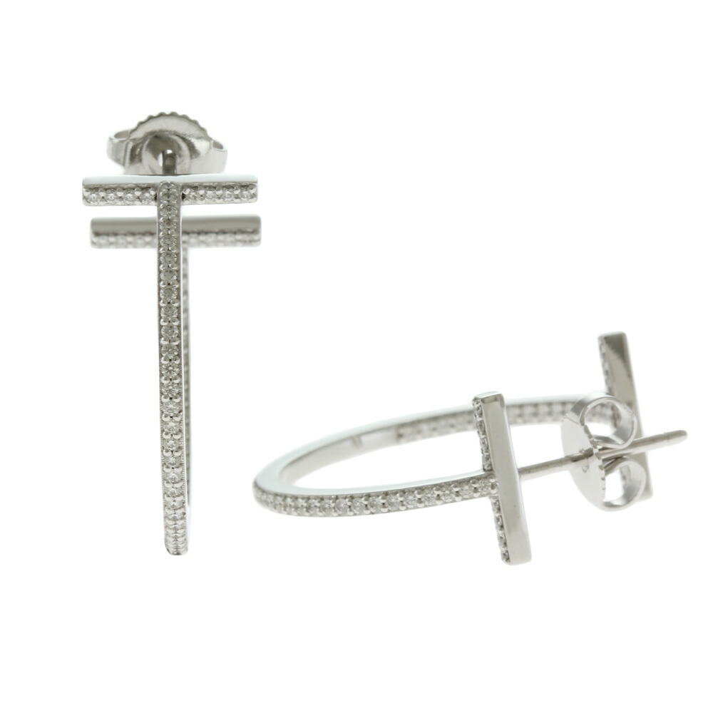 楽天市場】ティファニー Tワイヤー フープ ピアス 18金 K18ホワイト