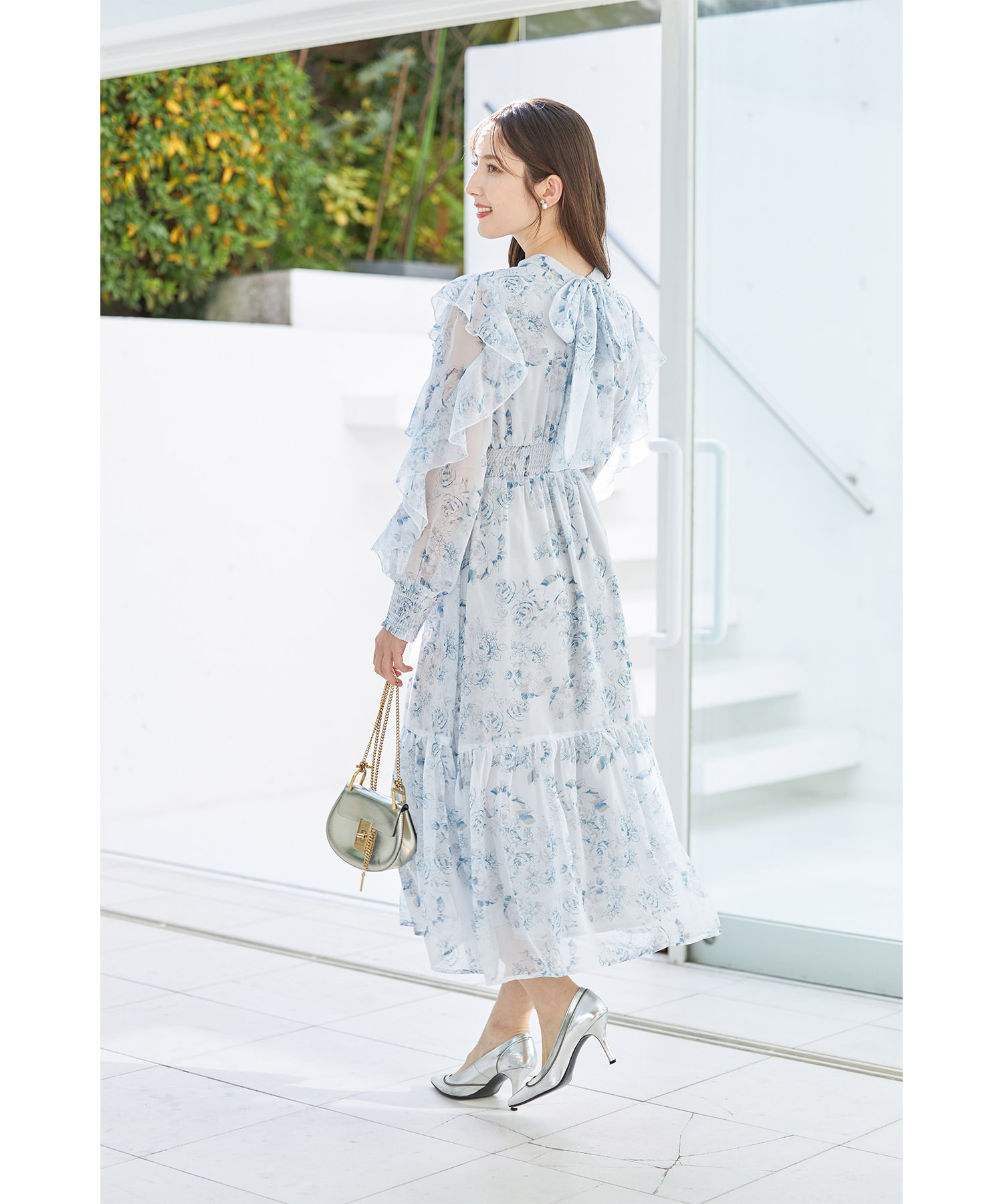 楽天市場】前後2WAYボウタイりぼん付きラッフルスリーブシアー