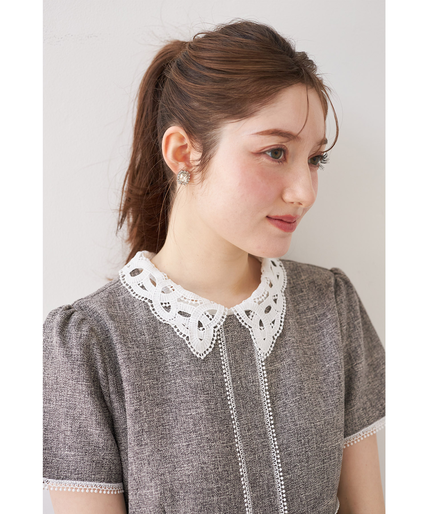 楽天市場】2WAYレース襟付き配色サマーツイードワンピース【jemaes