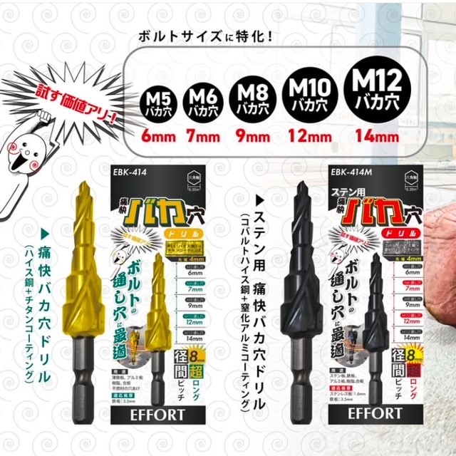 楽天市場】エホート(EFFORT) 痛快！バカ穴ドリル EBK-414 ハイス鋼 EBK