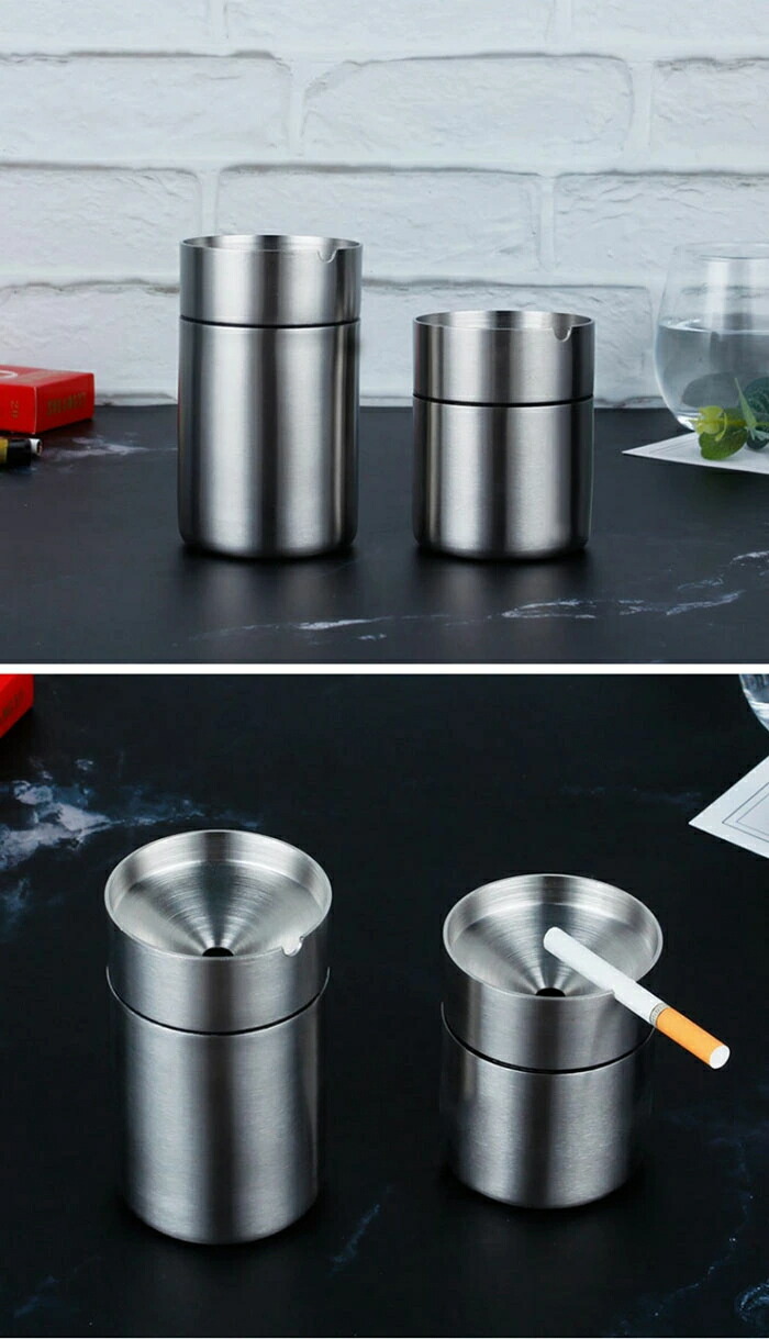 楽天市場】灰皿 金属製 車用灰皿 ステンレス 車載 ドリンクホルダー型