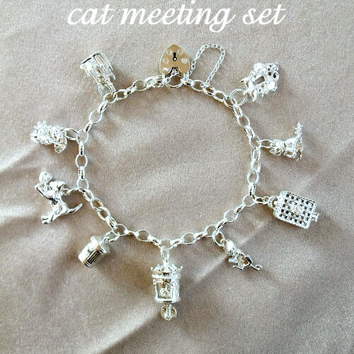 楽天市場】英国製 シルバーチャーム ブレスレットセット キャット