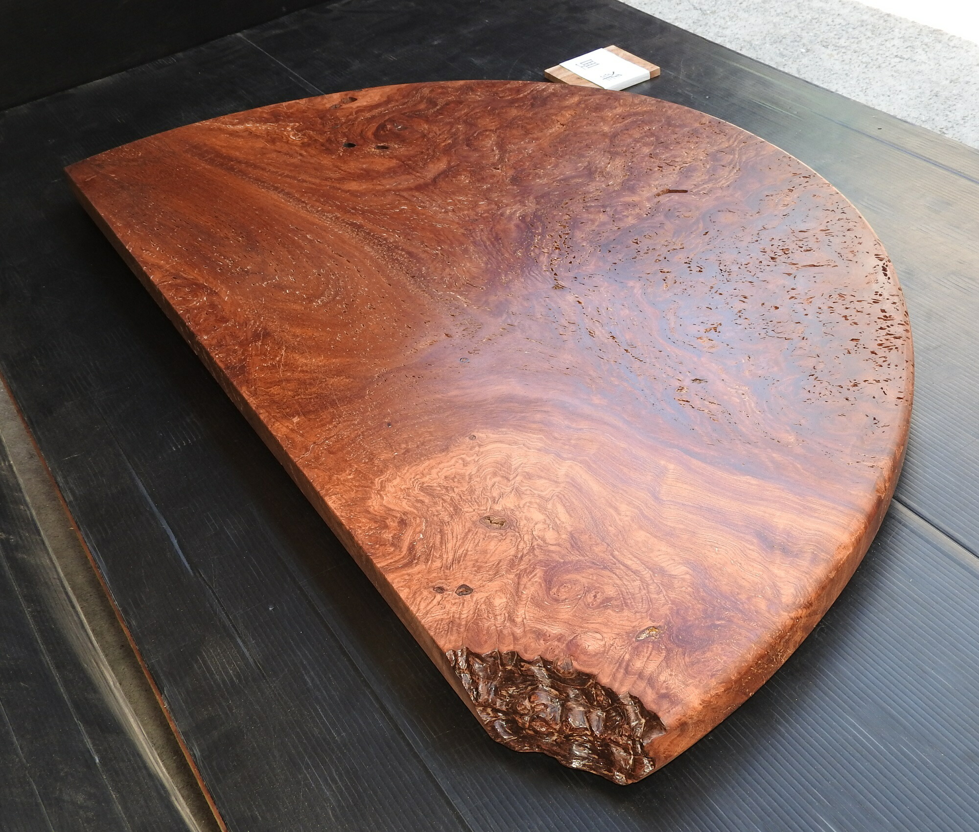 赤褐色 花梨 カリン 一枚板 花台 華台 置き台 飾り板 敷板 天然木 美品