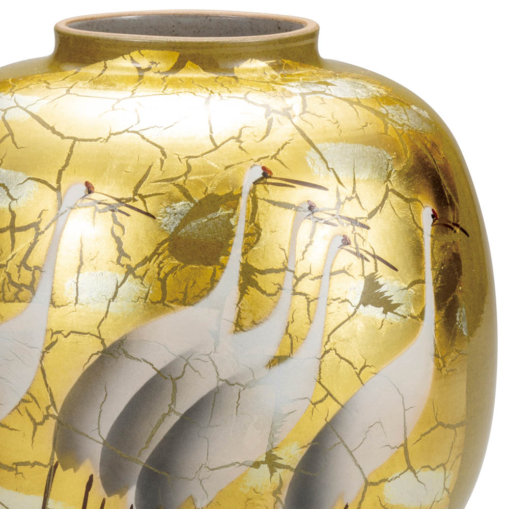 楽天市場】九谷焼 8号花瓶 金箔鶴 / 山田登陽志 ＜送料無料＞花器 花瓶