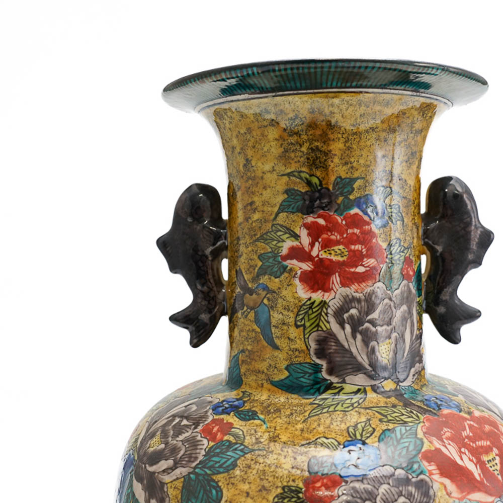 九谷焼、晴山の花鳥図花瓶 九谷焼 晴山 花鳥図 花瓶 25カ122 - メルカリ