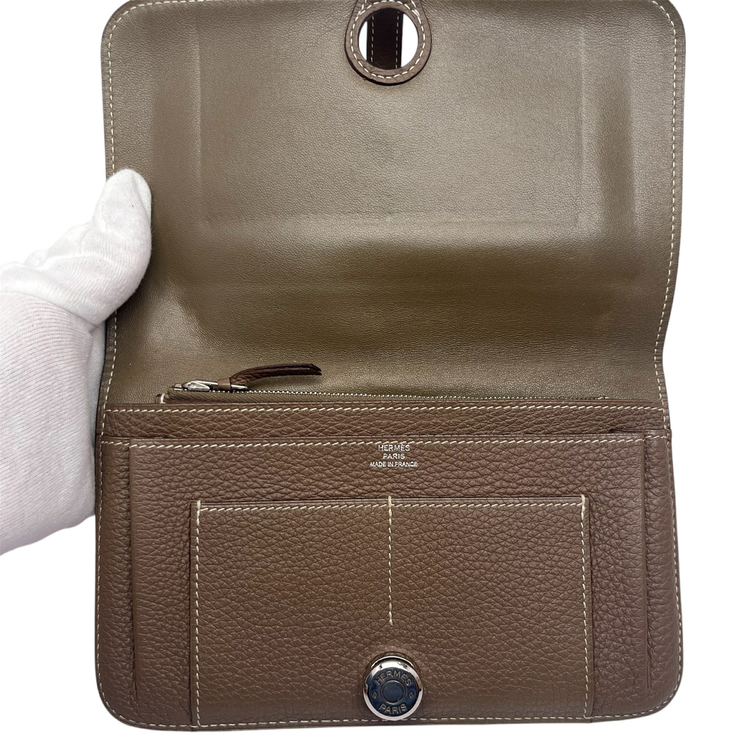 美品】エルメス トリヨンクレマンス エトゥープ ドゴンコンパクト 768